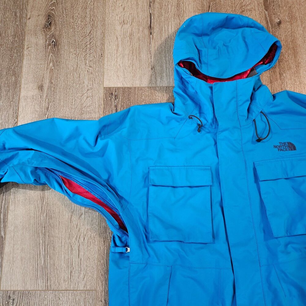 North Face HyVent Insulated Hooded Jacket Mens L Blue Waterproof Coat - Picture 2 of 6